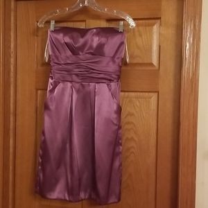 Strapless orchid fully lined satin dress